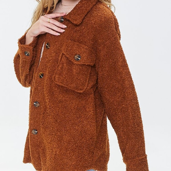 Faux Shearling Button-Front Shacket - Picture 3 of 4